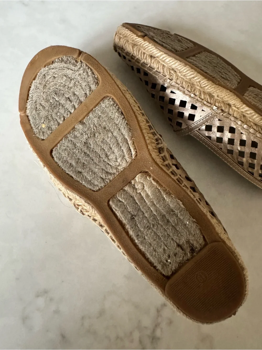 Tory Burch Metallic Gold Laser-Cut Espadrille Flats